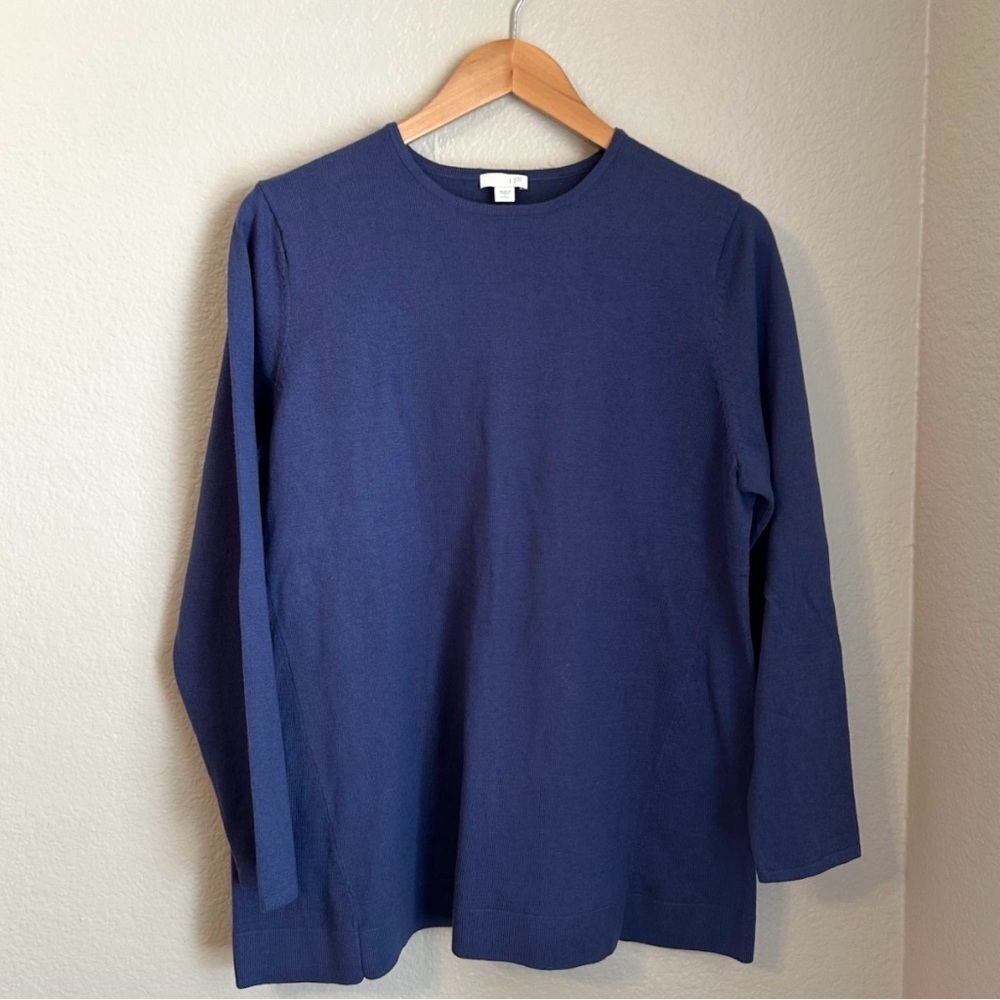 J. Jill Women’s Lightweight Pullover Blue Long Sleeve Sweater Top, Large Petite